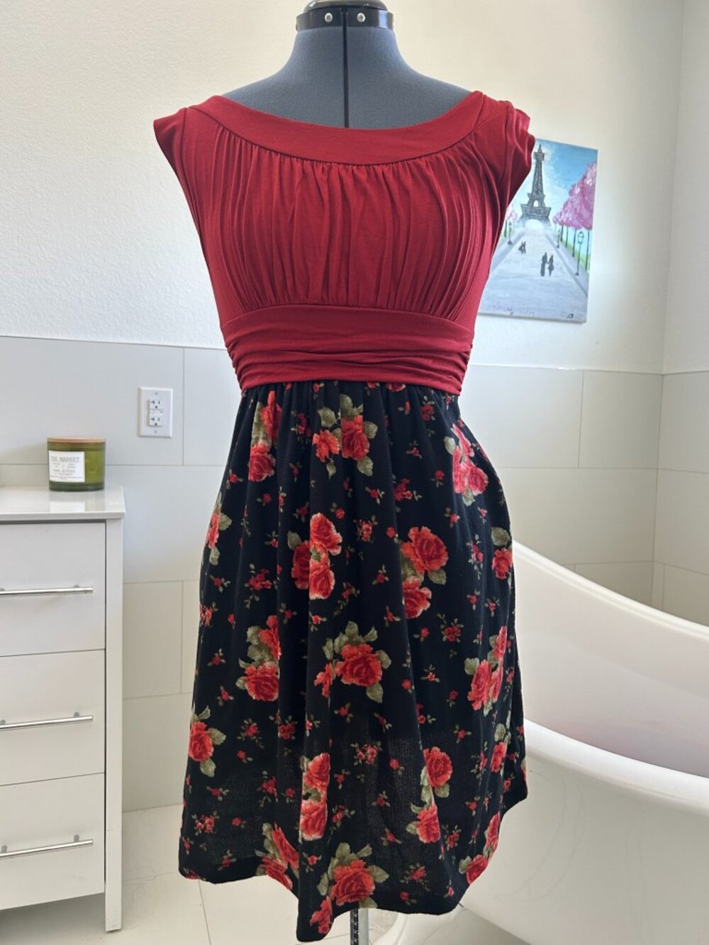 Womens Floral Stretch Dress Size M